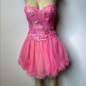 Sherri Hill Pink Sequin Mini Dress